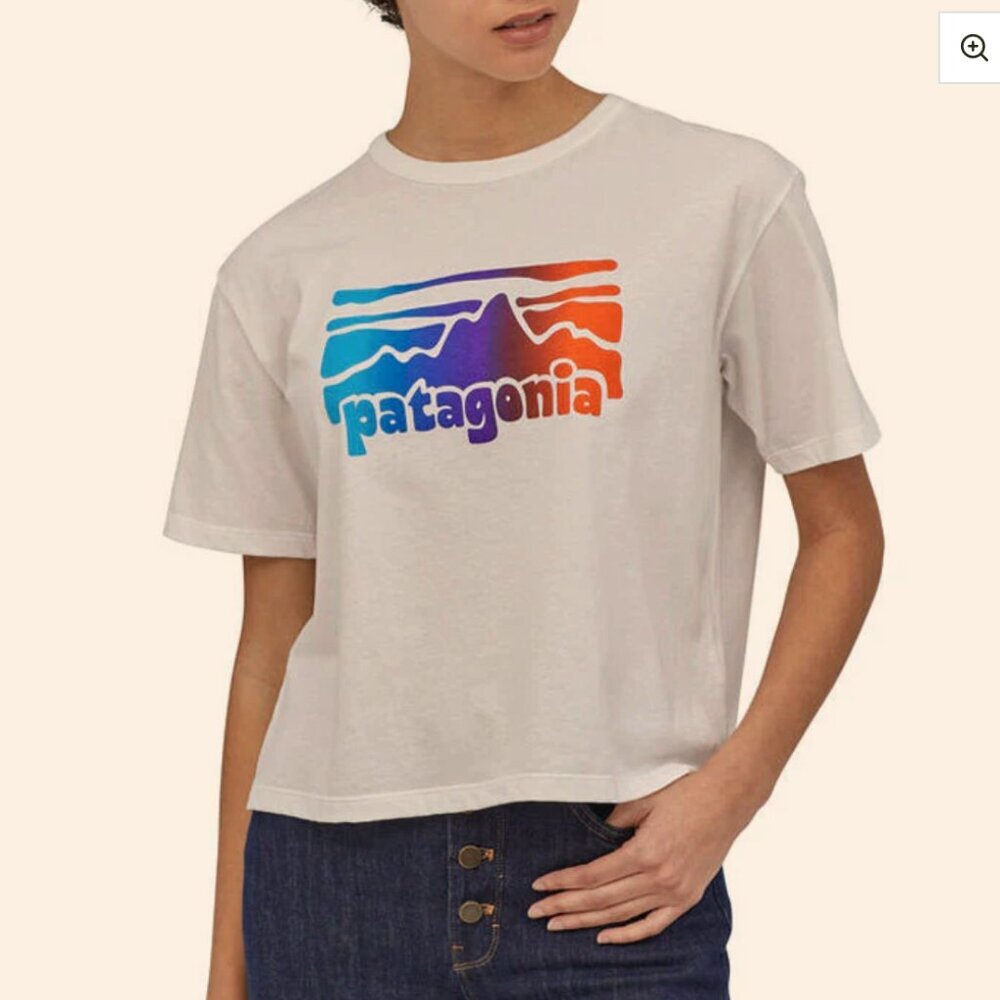 Patagonia Fitzroy Rambler Cut Tee Women's Size S Purple/Orange Gradient Shirt